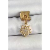 316L Çelik Sallantılı Zirkon Taşlı Yıldız Model Gold Renk Charm