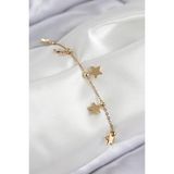 316L Çelik Sıralı Yıldız Model Gold Renk Kadın Bileklik