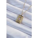 316L Çelik Zincir Eskitme Altın Renk Pembe Mineli Kalp Figürlü Tarot Kolye - Tj-Bko9231