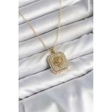 316L Çelik Zincir Gold Aslan Madalyon Model Zirkon Taşlı Kadın Kolye Tj-Bko11139