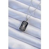 316L Çelik Zincir Gümüş Renk Siyah Mineli Tarot Kolye - TJ-BKO9246