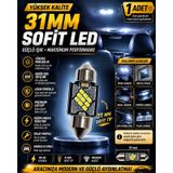 31MM Sofit LED Ampul 1 Adet 12V Canbus Beyaz Işık Tavan Bagaj Torpido Plaka İç Aydınlatma