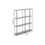 31X186X200 Ikili Duble Seri Bağlantılı Çelik Raf Sistemi & 4 Katlı Ikili Çelik Raf - Gri - GRİ