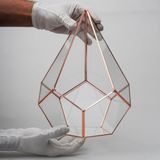 31X22X22CM Bakır Rose Gold Geometrik Teraryum Cam Fanus Takı Aksesuar Çikolata Kutusu - Beyaz - Gold - Çok Renkli