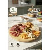 32 Cm Bambu 360 Derece Döner Standlı Sunum Tabağı , Servis Tahtası Dönerli Sunumluk
