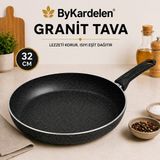 32 cm Granit Yağ Tavası | Yanmaz Yapışmaz Yüzey | Ergonomik Sap