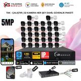 32 Kameralı Sesli 5mp Ip-Gece Renkli Araç ve Yüz Tanımalı Kamera Sistemi-Hazır Kamera Seti