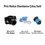 32 Lik Ana Borudan 16mm Damlama Çıkış Seti Priz Kolye + Mini Vana + Tapa