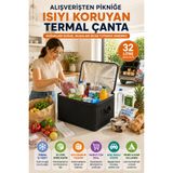 32 Litre Termal Taşıma Çantası Araç Bagaj Organizeri Katlanabilir Keçe Soğuk Sıcak Saklama Çanta