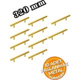 320MM Paslanmaz 10 Adet Altın Sarı Kulp Tv Ünitesi Yatak Odası Mobilya Çekmece Vestiyer Mutfak Dolap