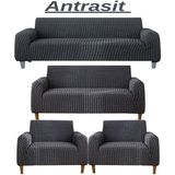 3+2+1+1 Bürümcük Eteksiz, Lastikli, Esnek, Yıkanabilir Koltuk, Kanepe, Çekyat Takımı Örtüsü/kılıfı - Antrasit - 180 x 230 cm