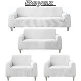 3+2+1+1 Bürümcük Eteksiz, Lastikli, Esnek, Yıkanabilir Koltuk, Kanepe, Çekyat Takımı Örtüsü/kılıfı - Beyaz - 180 x 230 cm
