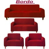 3+2+1+1 Bürümcük Eteksiz, Lastikli, Esnek, Yıkanabilir Koltuk, Kanepe, Çekyat Takımı Örtüsü/kılıfı - Bordo - 180 x 230 cm
