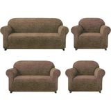 3+2+1+1 Dokuma Jakar Koltuk Örtüsü. Lastikli Esnek, Yıkanabilir Koltuk Kanepe, Çekyat Örtüsü/kılıfı - 180 x 230 cm - Açık Kahverengi