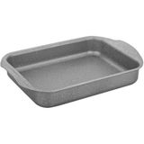 3213 - Tek Parça Biogranit, Yanmaz, Yapışmaz 29X27X7 cm Dikdörtgen Fırın Tepsisi - Gri Renk - 29 cm