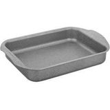 3213 - Tek Parça Biogranit, Yanmaz, Yapışmaz 35X27X7 cm Dikdörtgen Fırın Tepsisi - Gri Renk - 35 cm