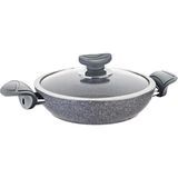3214 - 2 Parça, Biogranit, Çerçeveli Kapaklı, 22X5 cm - 1,5 Litre Sahan-Tava Gri Gövde, Gri Detay - 22 x 5 Cm - 1,5 Litre
