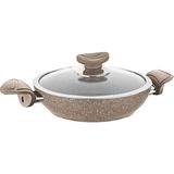 3214 - 2 Parça, Biogranit, Kapaklı, 18X5 cm - 1,0 Litre Sahan-Tava- Sütlü Kahve Gövde, S.kahve Detay - Kahverengi