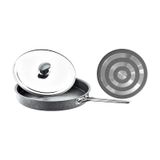 3222 Tek Parça Metal Kapaklı Bio Granit 32x4 Cm, 2,6 Litre Hamsi Tavası Gri Gri