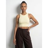 32941 Kolsuz Crop Top-Açık Sarı 38