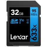 32GB Lexar Professional 633x SDHC UHS-I cards, up to 95MB/s read 20MB/s write C10 V10 U1