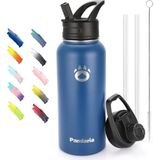 32OZ Yalıtımlı Su Şişesi Kapaklı ve Pipetli Paslanmaz Çelik Dış Mekan Vakum Şişesi Sıcak - Çok Renkli