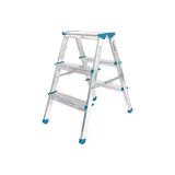 3+3 Çift Basamakli Alüminyum Metal Merdiven Yükseklik = 69Cm Baş Genişlik = 8Cm (5047)