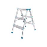 3+3 ÇİFT BASAMAKLI ALÜMİNYUM METAL MERDİVEN YÜKSEKLİK = 69CM BAŞ GENİŞLİK = 8CM (5264)