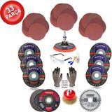 33 Parça Spiral Avuç İçi Taşlama 115mm Cırt Zımpara+matkap Seti