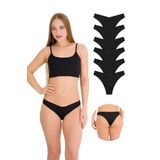 330 Kadın Dikişsiz Lazer Brazilian 6'lı Külot Paketi, V6- Siyah x6, L-XL