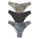 330 Kadın Dikişsiz Lazer Brazilian Külot Paketi, V1- Leopar, Siyah, Pars Leopar, L-XL