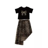330 Leopar Desenli T-Shirt Pantolon Takım