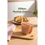 33006-1 Silikon Fırın Eldiveni Isı Yalıtımlı Mikrodalga Fırın Tencere Tepsi Tutacağı Krem - Çok Renkli