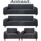 3+3+1+1 Bürümcük Eteksiz, Lastikli, Esnek, Yıkanabilir Koltuk, Kanepe, Çekyat Takımı Örtüsü/kılıfı - Antrasit - 180 x 230 cm