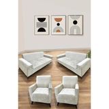 3+3+1+1 Yumuşacık Yıkanabilir Tüy Leke Tutmayan Lastikli Kadife Koltuk Örtüsü Koltuk Kılıfı Takımı 4lü"set - 180 x 230 cm - Krem