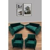 3+3+1+1 Yumuşacık Yıkanabilir Tüy Leke Tutmayan Lastikli Kadife Koltuk Örtüsü Koltuk Kılıfı Takımı 4lü"set - 180 x 230 cm - Zümrüt Yeşili
