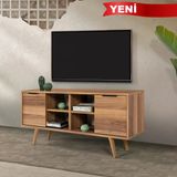 3320 Sina 130 Cm ( Ahşap Ayaklı , Metal Kulplu) Tv Ünitesi , Söğüt , Tv Sehpası , Salon