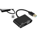 3349 USB 3.0 To HDMI VGA 3.5mm 1080P Monitör Genişletici Çevirici Dönüştürücü Adaptör Ekra
