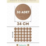 34 cm Çap 30 Adet Supla Amerikan Servis Runner MDF Duralit Magnet Altı Ahşap 3 mm (2,7 mm) Kalınlık