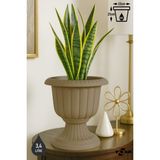 3,4 Litre Nergis Saksı 25cm Ayaklı Plastik Bahçe Balkon Saksısı - Mocha