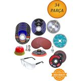 34 Parça Spiral Avuç Içi Taşlama 115 mm Cırt Zımpara Diskleri - Seçenek 1