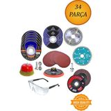34 Parça Spiral Taşlama Diskleri 115MM Cırtlı Zımpara Kağıdı Seti - Antrasit - Seçenek 1