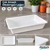 34x23x7,5cm Beyaz Plastik Peynir Leğeni- Küçük Boy Peynir Gıda Küveti Çok Amaçlı Derin Tepsi-1 No Köşeli Küvet