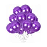 35 Adet Metalik Sedefli Mor Balon, Helyumla Uçan-Dogum Günü-Parti-Kaliteli Balon