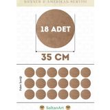 35 cm Çap 18 Adet Supla Amerikan Servis Runner MDF Duralit Magnet Altı Ahşap 3 mm (2,7 mm) Kalınlık