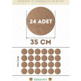 35 cm Çap 24 Adet Supla Amerikan Servis Runner MDF Duralit Magnet Altı Ahşap 3 mm (2,7 mm) Kalınlık