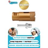35 mm Granit Mermer Granit Beton Taş Delme Panç Canavar Avuç Taşlama Matkap Uyumlu Uç M14 Aparat - Altın