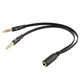 3,5 mm Kulaklık Mikrofon Ses Y Dağıtıcı Kablo 1 Dişiden Çift Erkek Mikrofon Ses (Siyah, 13 cm - 2 adet)