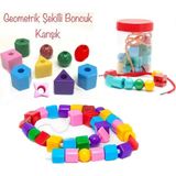 35 Parça Geometrik Şekiller Ipe Boncuk Dizme Koordinasyon Eğitici Oyuncak Popit