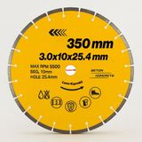 350 mm Lazer Kaynaklı Beton Kesme Testeresi Diski Beton Asfalt Tuğla Parke Fayans Elmas Kesim Disk - Sarı - 350mm